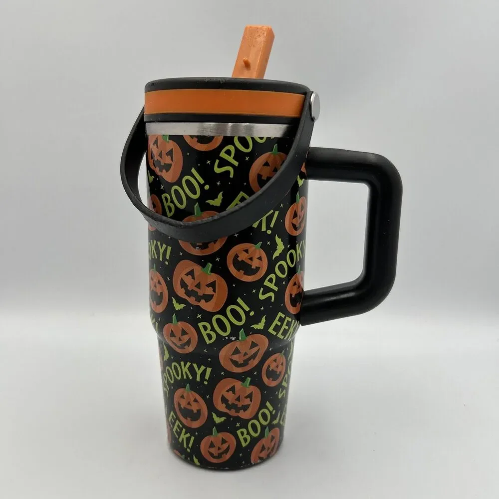 Ashland Halloween 20 oz Stainless Steel Insulated Tumbler Pumpkin Spooky Handle